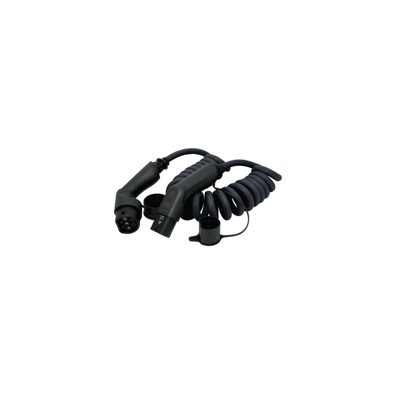 Charging Cable Ev T2/T2 Spiral 5M - 32A 1Ph 7.2Kw